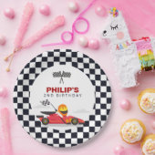 Race Car Race Birthday Party Checkered Papieren Bordje (Feest)