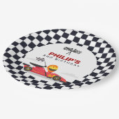 Race Car Race Birthday Party Checkered Papieren Bordje (Gekanteld)