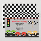 Race Car Racecar Brithday Boys Birthday Uitnodigin Kaart (Voorkant / Achterkant)