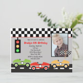 Race Car Racecar Brithday Boys Kaart (Staand voorkant)