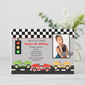 Race Car Racecar Verjaardag Uitnodiging 2 (Staand voorkant)