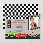 Race Car Racecar Verjaardag Uitnodiging 2 (Voorkant / Achterkant)