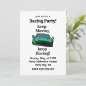 Race Car Racer Racing Party Kaart (Staand voorkant)