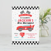 Race Car Racer Verjaardagsfeestje Uitnodigingen (Staand voorkant)