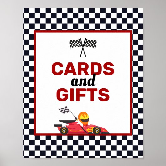 Race Car Racing Boy Birthday-kaarten en cadeautjes Poster (Voorkant)