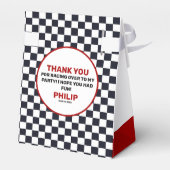 Race Car Racing Boy Birthday Party Checkered Bedankdoosjes (Achterkant)