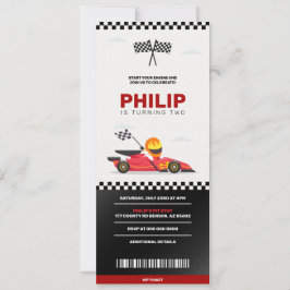 Race Car Racing Boy Birthday Party Ticket Kaart