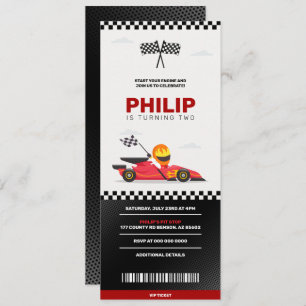 Race Car Racing Boy Birthday Party Ticket Kaart
