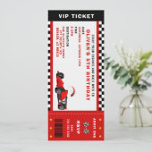 Race Car Racing Boy Birthday Party Ticket Kaart (Staand voorkant)