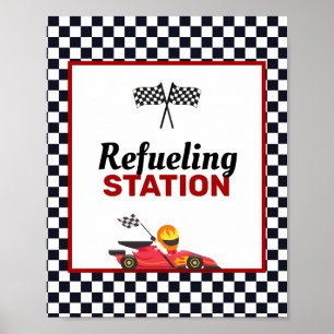 Race Car Racing Boy Birthday tankstation Poster