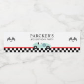 Race Car Racing Gepersonaliseerde Verjaardag Party Waterfles Etiket (Enkel label)
