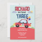 Race Car Racing Kind Birthday Theme Uitnodiging (Voorkant)