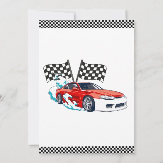 Race Car Racing Kind Birthday Theme Uitnodiging (Achterkant)