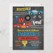 Race Car Racing Twee snelle 2e verjaardag Uitnodig Kaart (Voorkant)