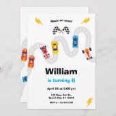 Race Car Rally Birthday Party Kaart (Voorkant / Achterkant)