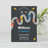 Race Car Rally Birthday Party Kaart (Staand voorkant)