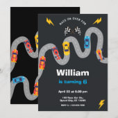 Race Car Rally Birthday Party Kaart (Voorkant / Achterkant)