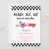 Race Car Ready Set Go Birthday Party Kaart (Voorkant)