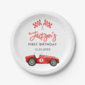 Race Car Red Racing Boy 1e verjaardag Papieren Bordje (Voorkant)