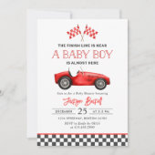 Race Car Red Racing Boy Baby shower Kaart (Voorkant)
