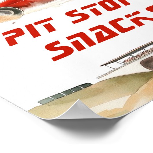 Race Car RedPit Stop Snacks Verjaardagsfeestje Poster (Hoek)