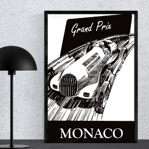 Race Car  Retro Grand Prix Monaco 1930 Poster