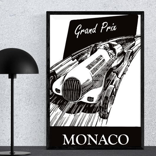 Race Car  Retro Grand Prix Monaco 1930 Poster