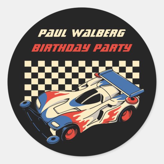 Race Car Ronde Sticker (Voorkant)