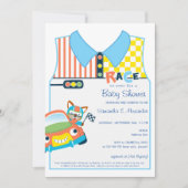 Race Car Schattige Boy Fox Race Car Driver Baby sh Kaart (Voorkant)