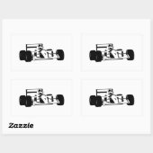 Race Car Silhouette Black and white Square Sticker (Vel)