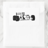 Race Car Silhouette Black and white Square Sticker (Tas)