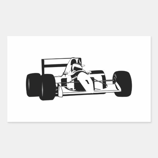 Race Car Silhouette Black and white Square Sticker (Voorkant)