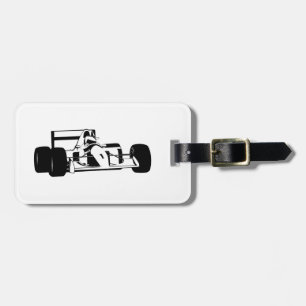 Race Car Silhouette zwart-wit Bagagelabel