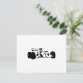Race Car Silhouette zwart-wit Briefkaart (Staand voorkant)