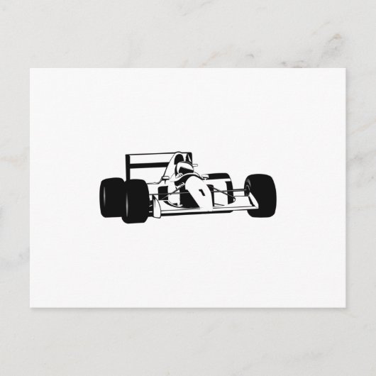 Race Car Silhouette zwart-wit Briefkaart (Voorkant)