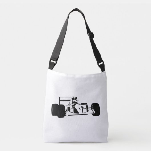 Race Car Silhouette zwart-wit Crossbody Tas (Voorkant)