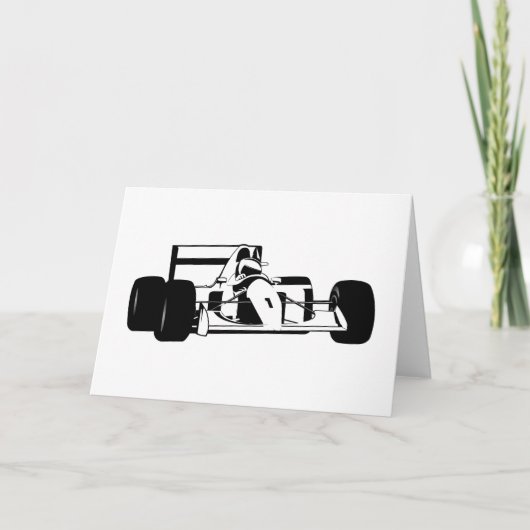 Race Car Silhouette zwart-wit Kaart (Voorkant)