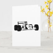 Race Car Silhouette zwart-wit Kaart (Gele Bloem)
