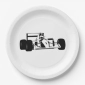 Race Car Silhouette zwart-wit Papieren Bordje (Voorkant)