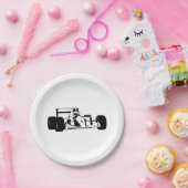 Race Car Silhouette zwart-wit Papieren Bordje (Feest)