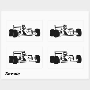 Race Car Silhouette zwart-wit Rechthoekige Sticker