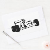 Race Car Silhouette zwart-wit Rechthoekige Sticker (Envelop)