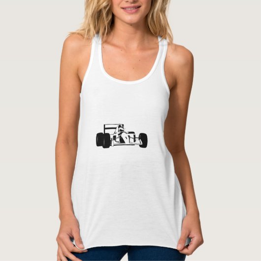 Race Car Silhouette zwart-wit Tanktop (Voorkant)