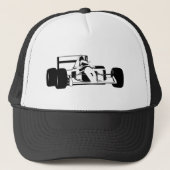 Race Car Silhouette zwart-wit Trucker Pet (Voorkant)