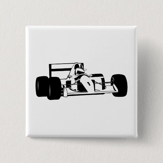 Race Car Silhouette zwart-wit Vierkante Button 5,1 Cm (Voorkant)