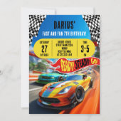 Race Car Speed verjaardagsfeestje Kaart (Voorkant)