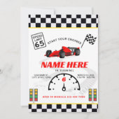 Race Car Speedway Geruite Verjaardag Kaart (Voorkant)