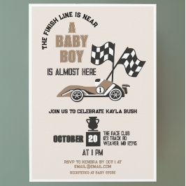 Race Car Sporty Boy Baby shower Kaart