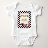 Race Car Start Your Engines 1st Birthday Baby Romper (Voorkant)
