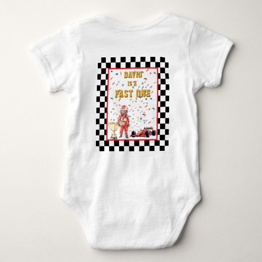 Race Car Start Your Engines 1st Birthday Baby Romper (Achterkant)